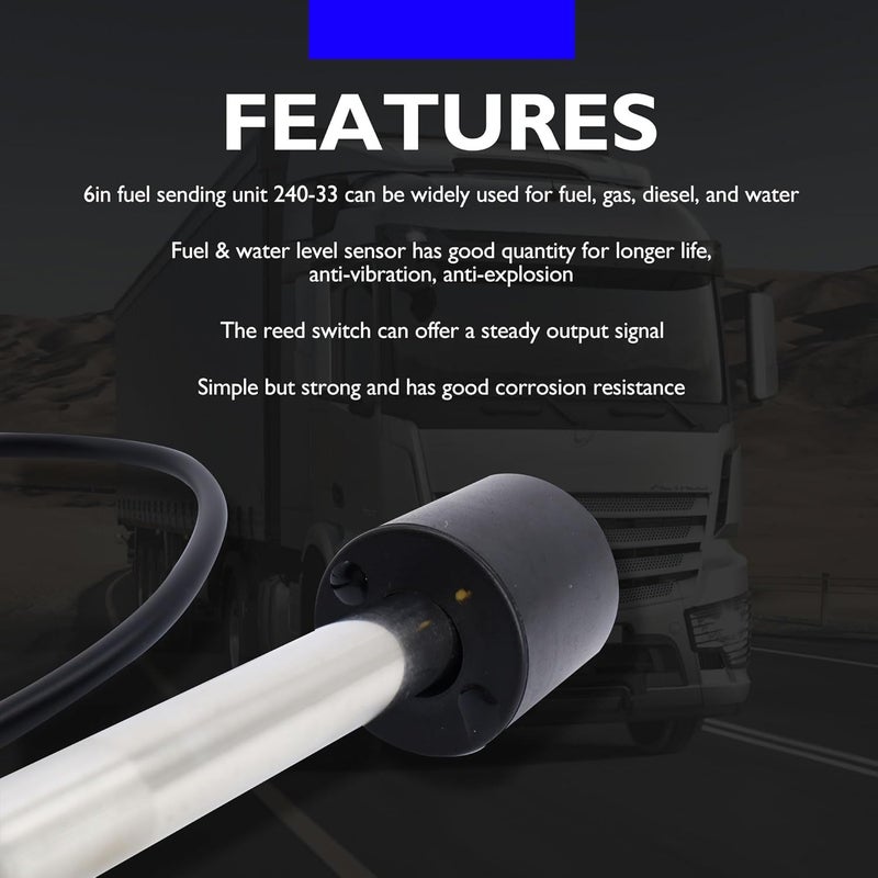 OXCANO Marine Fuel Sending Unit 240-33ohms 6" (150mm) for Boat Fuel Tank Sender Stainless Steel Fuel Lever Sending Units Water Fuel Gauge Sender for Car Truck Vehicle - Image 3